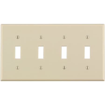 Leviton 4-Gang Plastic Toggle Switch Wall Plate, Light Almond 000-78012